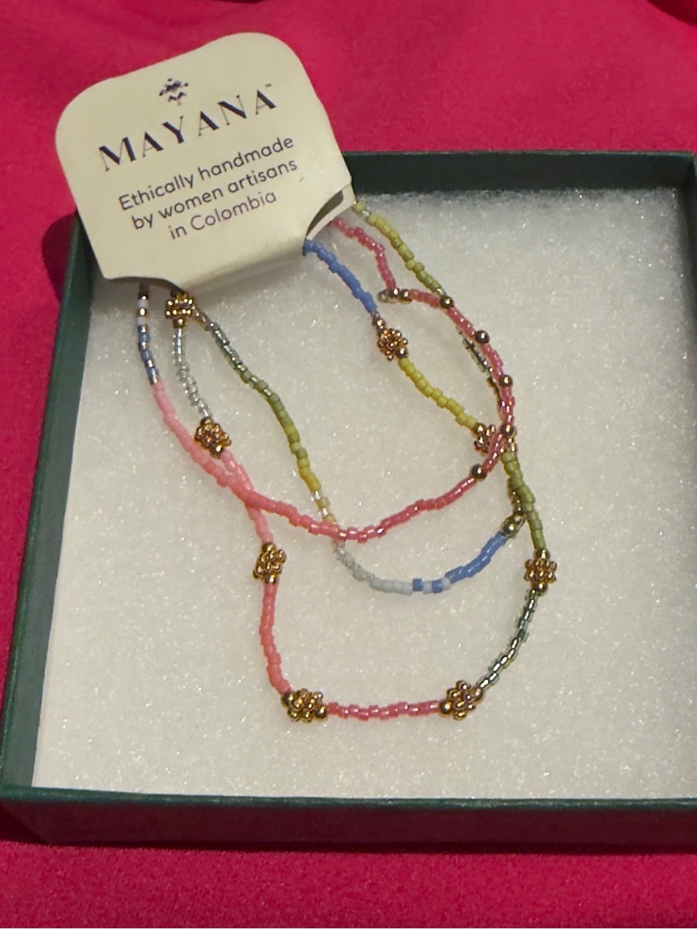 NWT Mayana Miyuki Glass Pastel Beaded Stretch Bracelets - set of 3 strands